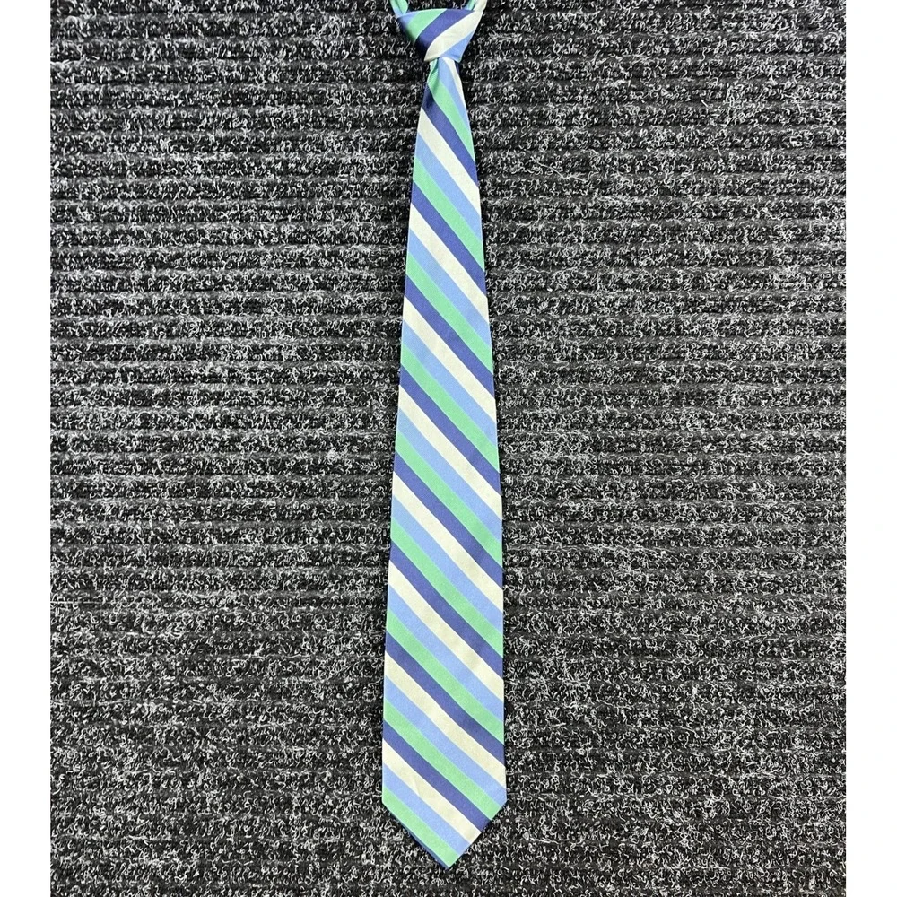 Brooks Brothers Makers Blue Green Striped Necktie All Silk‎ Men's Tie